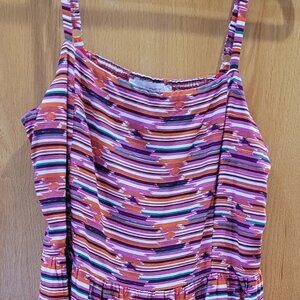 LOFT Pink/Purple/Orange Striped Sun Dress Size 10 NWT